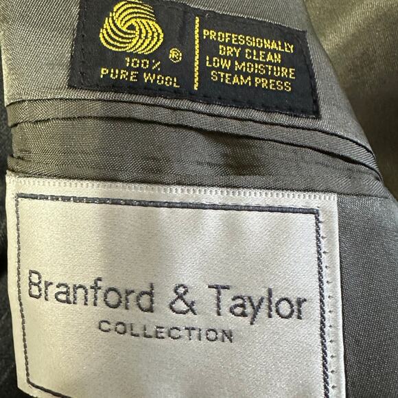 Branford & Taylor Collection Gray Pinstripe Wool Sports Coat Size 50R - Picture 4 of 6